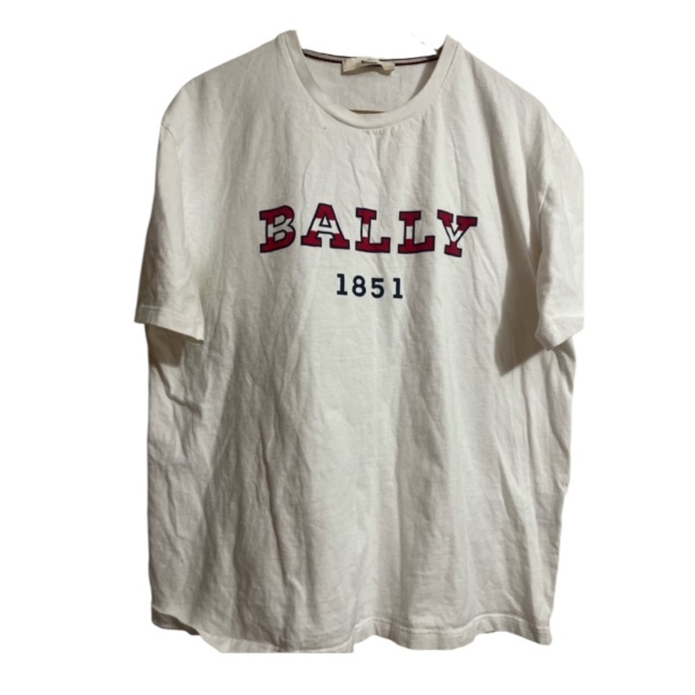 Bally of Switzerland 1851 Logo Tee White Red Accents Italy Sz EUR 42 US XL